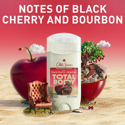 Lăn Khử Mùi Old Spice Total Body Absorbs Sweat Notes Of Black Cherry + Bourbon 85Gr (Sáp Trắng)