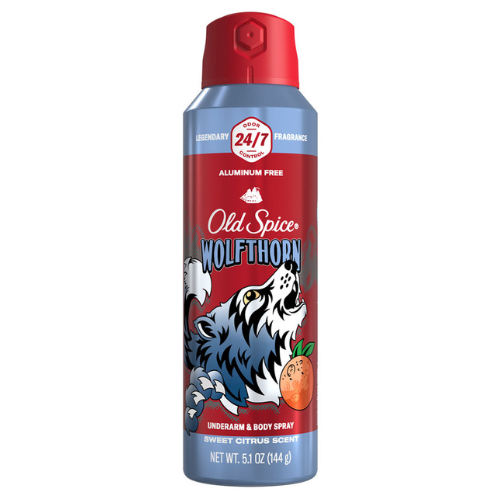 Xịt Khử Mùi Old Spice Wolfthorn Aluminum Free Body Spray Fresh Scent Of Mandarin Orange & Tropical Fruit 144Gr