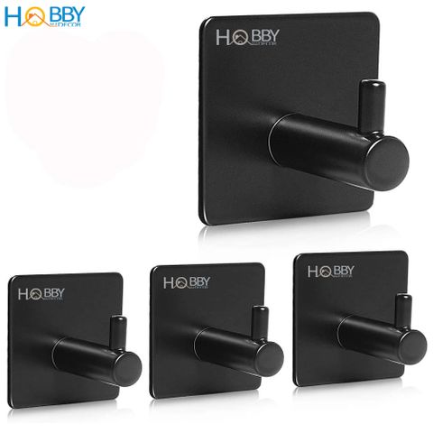 Combo 4 móc dán tường chịu lực màu đen inox 304 Hobby Home Decor TV160D-4 có keo dán dính