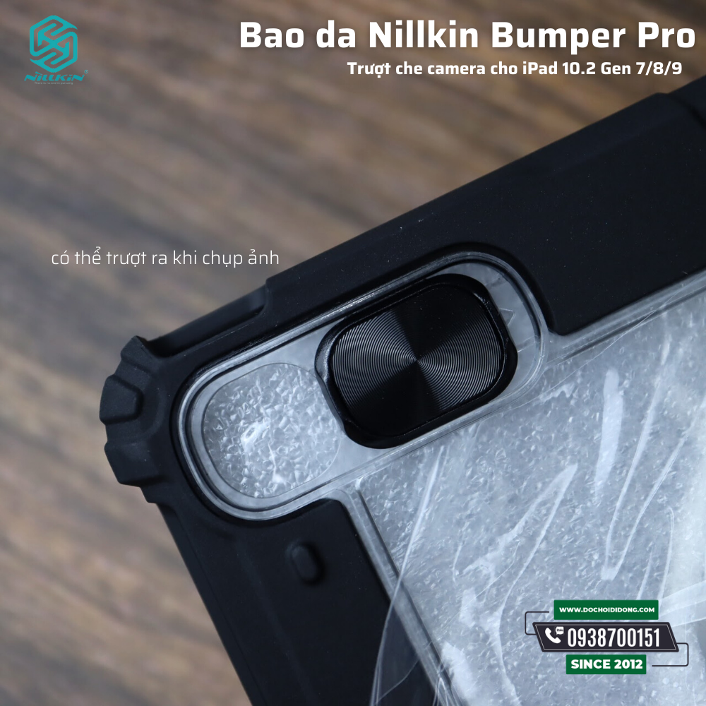 Bao da iPad Gen 7 Gen 8 Gen 9 10.2 Nillkin Bumper Pro trượt che camera