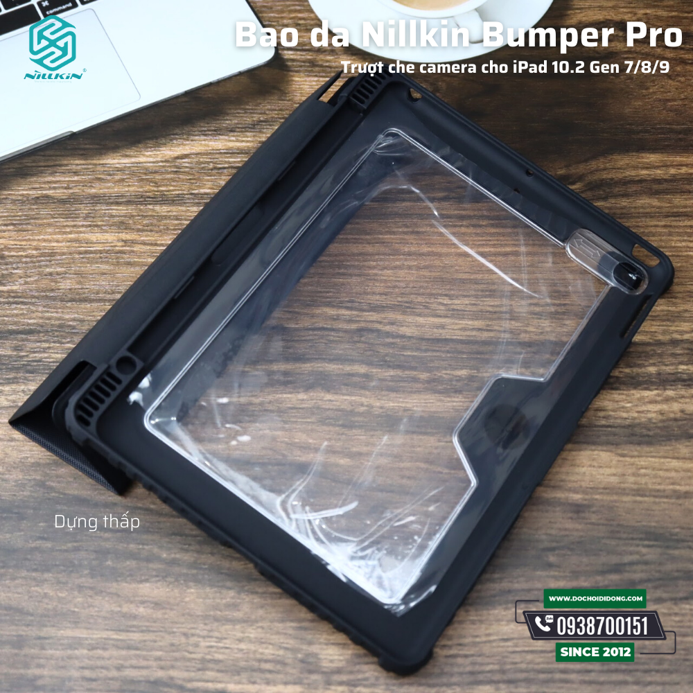 Bao da iPad Gen 7 Gen 8 Gen 9 10.2 Nillkin Bumper Pro trượt che camera