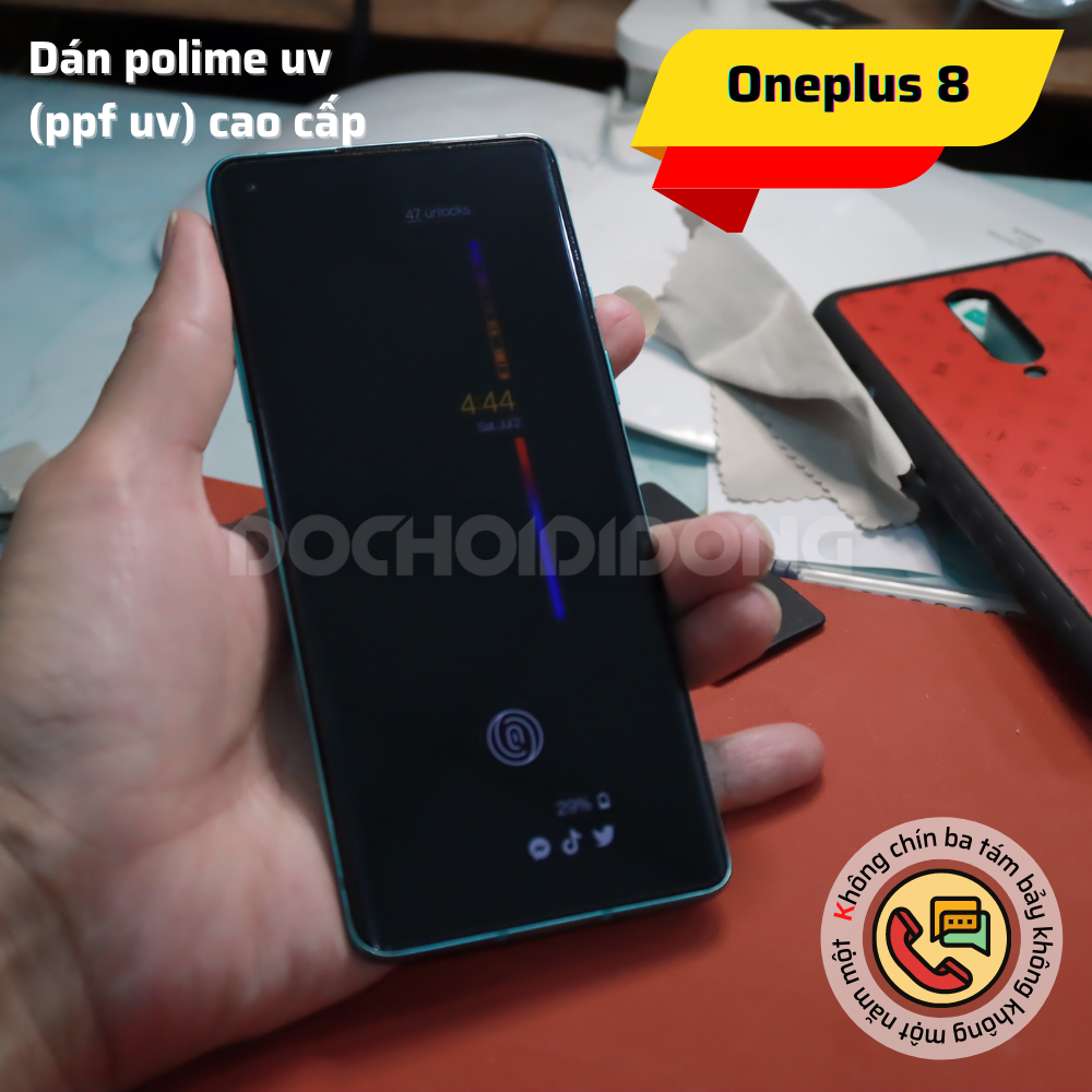 Miếng dán màn hình polime UV kháng khuẩn cao cấp dành cho Oneplus 8 và Oneplus 8 Pro