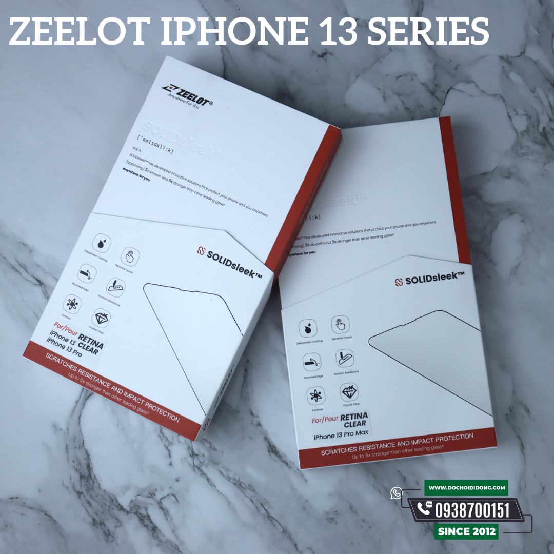 Dán Cường Lực Zeelot Cho IPhone 13 Pro Max Mini Các Đời