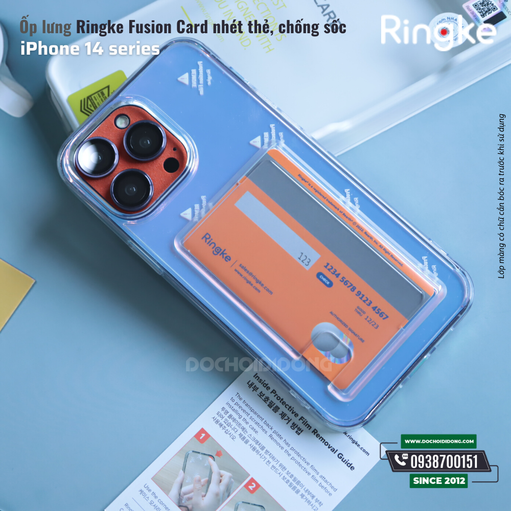 Ốp lưng iPhone 14 Pro Max ( 14 , 14 Plus, 14 Pro ) Ringke Fusion Card nhét thẻ chống sốc Hàn Quốc