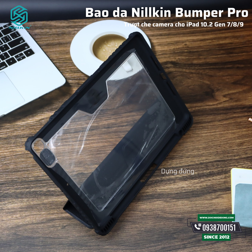 Bao da iPad Gen 7 Gen 8 Gen 9 10.2 Nillkin Bumper Pro trượt che camera