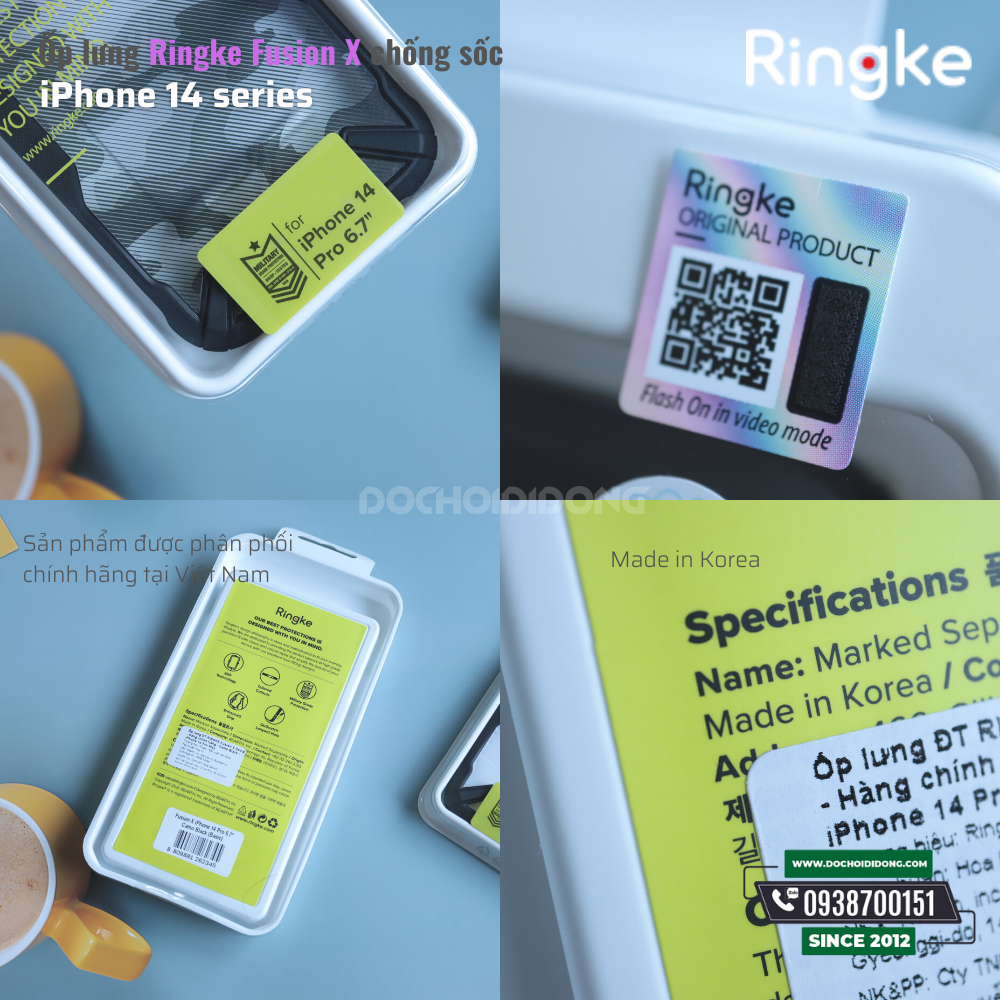 Ốp lưng iPhone 14 Pro Max ( 14 , 14 Plus, 14 Pro ) Ringke Fusionc X Black Camo chống sốc Hàn Quốc