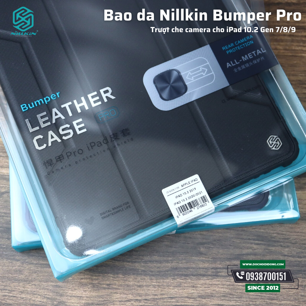 Bao da iPad Gen 7 Gen 8 Gen 9 10.2 Nillkin Bumper Pro trượt che camera