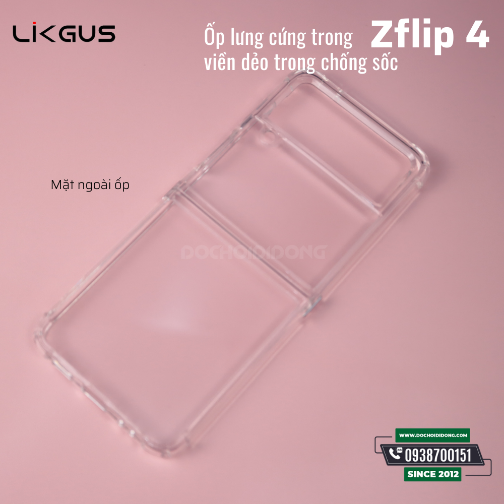 Ốp lưng Samsung Zflip 4 Likgus lưng cứng trong viền dẻo trong chống sốc