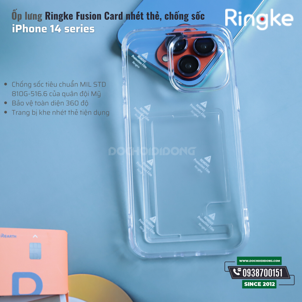 Ốp lưng iPhone 14 Pro Max ( 14 , 14 Plus, 14 Pro ) Ringke Fusion Card nhét thẻ chống sốc Hàn Quốc