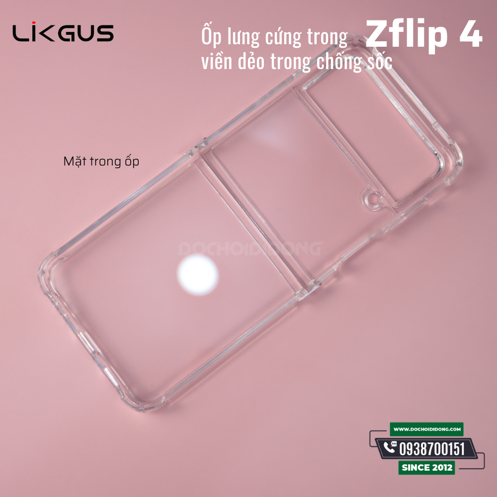 Ốp lưng Samsung Zflip 4 Likgus lưng cứng trong viền dẻo trong chống sốc