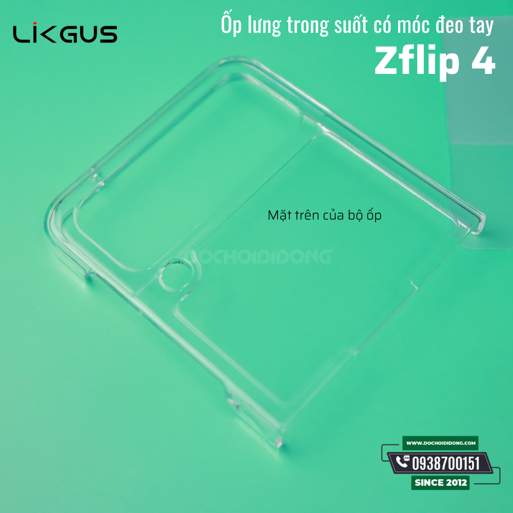 Ốp lưng Samsung Zflip 4 Likgus cứng trong có móc đeo tay