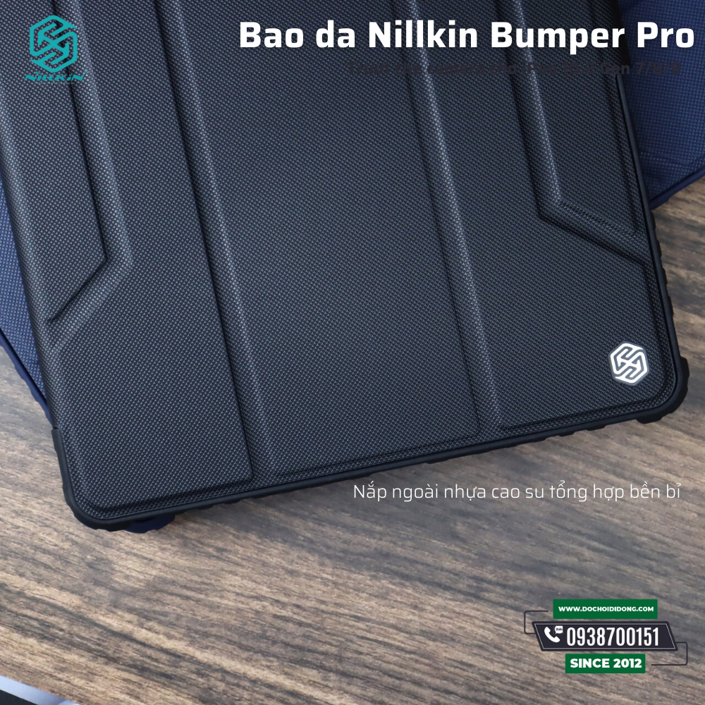 Bao da iPad Gen 7 Gen 8 Gen 9 10.2 Nillkin Bumper Pro trượt che camera