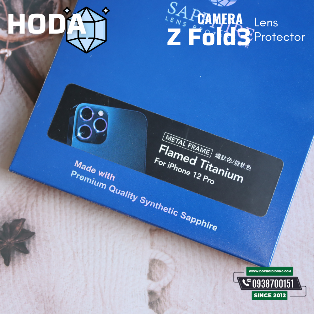 Dán Cường Lực Camera IPhone 11 Pro Max / IPhone 12 / Samsung Z Fold 3 Hoda Sapphire Viền Màu