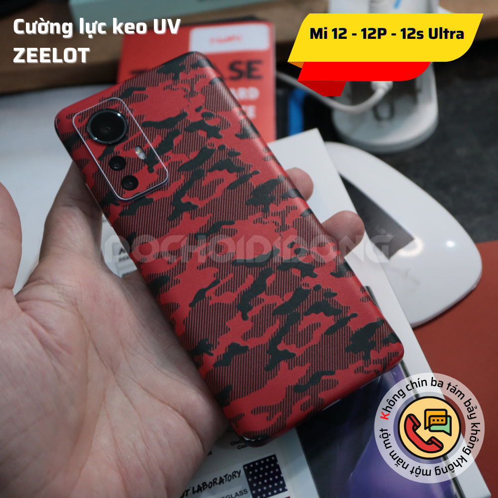 Miếng dán cường lực Xiaomi 12 - 12X - 12 Pro - 12S Ultra Zeelot sử dụng keo UV