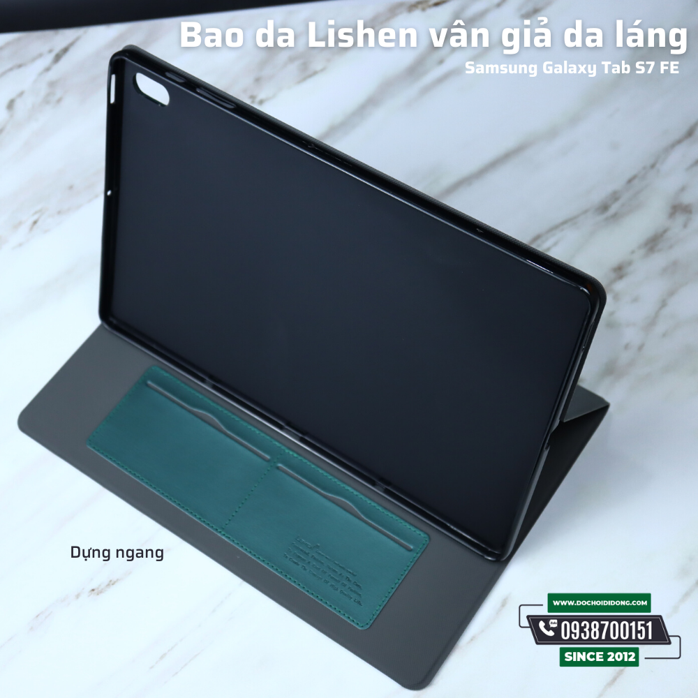 Bao Da Samsung Tab S7 Fe T735 Lishen Vân Giả Da Láng