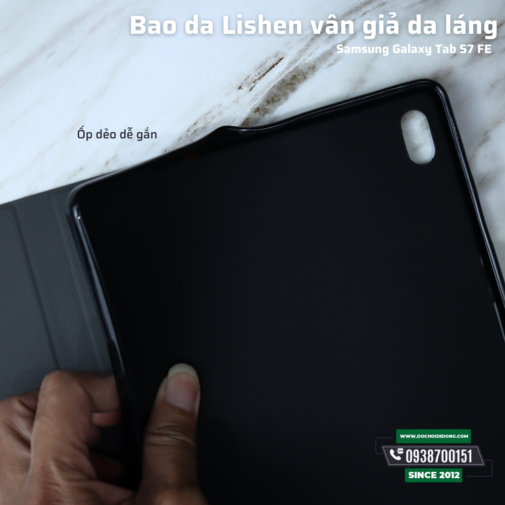 Bao Da Samsung Tab S7 Fe T735 Lishen Vân Giả Da Láng