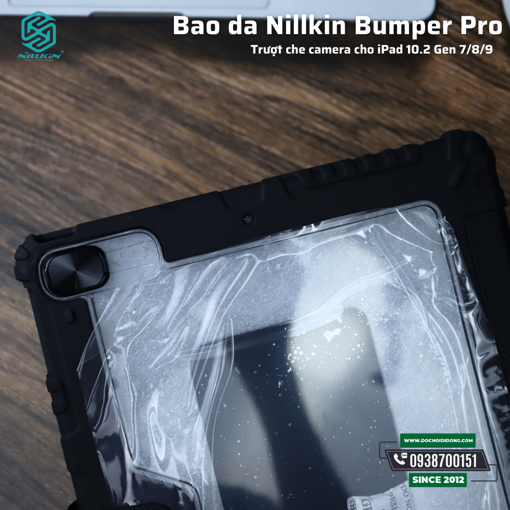 Bao da iPad Gen 7 Gen 8 Gen 9 10.2 Nillkin Bumper Pro trượt che camera