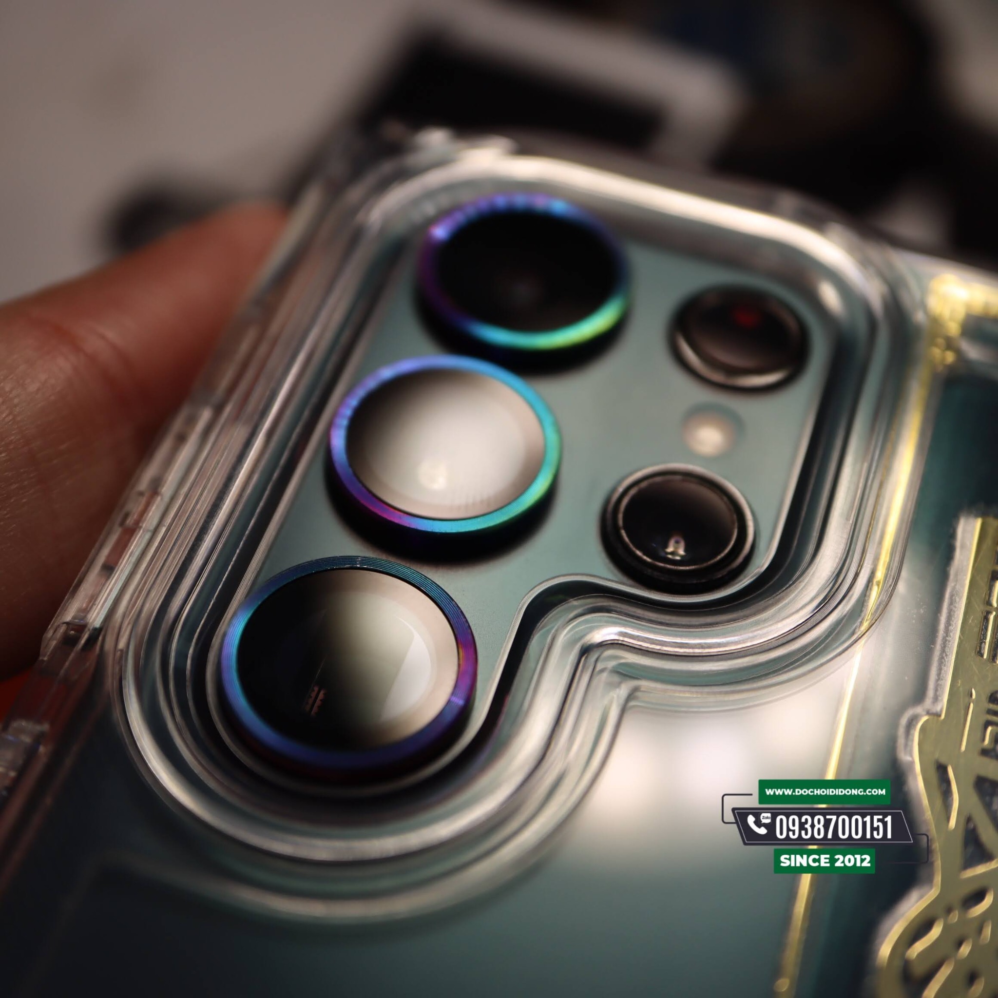 Dán Cường Lực Camera iPhone 12 Pro Max / Samsung S22 Ultra 5G Hoda Sapphire Viền Màu