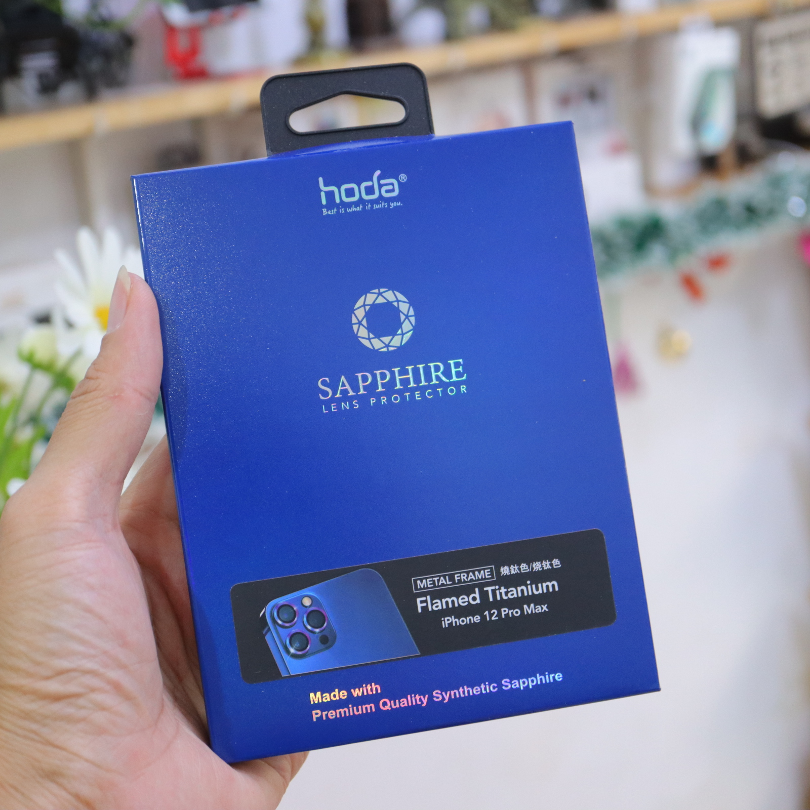 Dán Cường Lực Camera iPhone 12 Pro Max / Samsung S22 Ultra 5G Hoda Sapphire Viền Màu