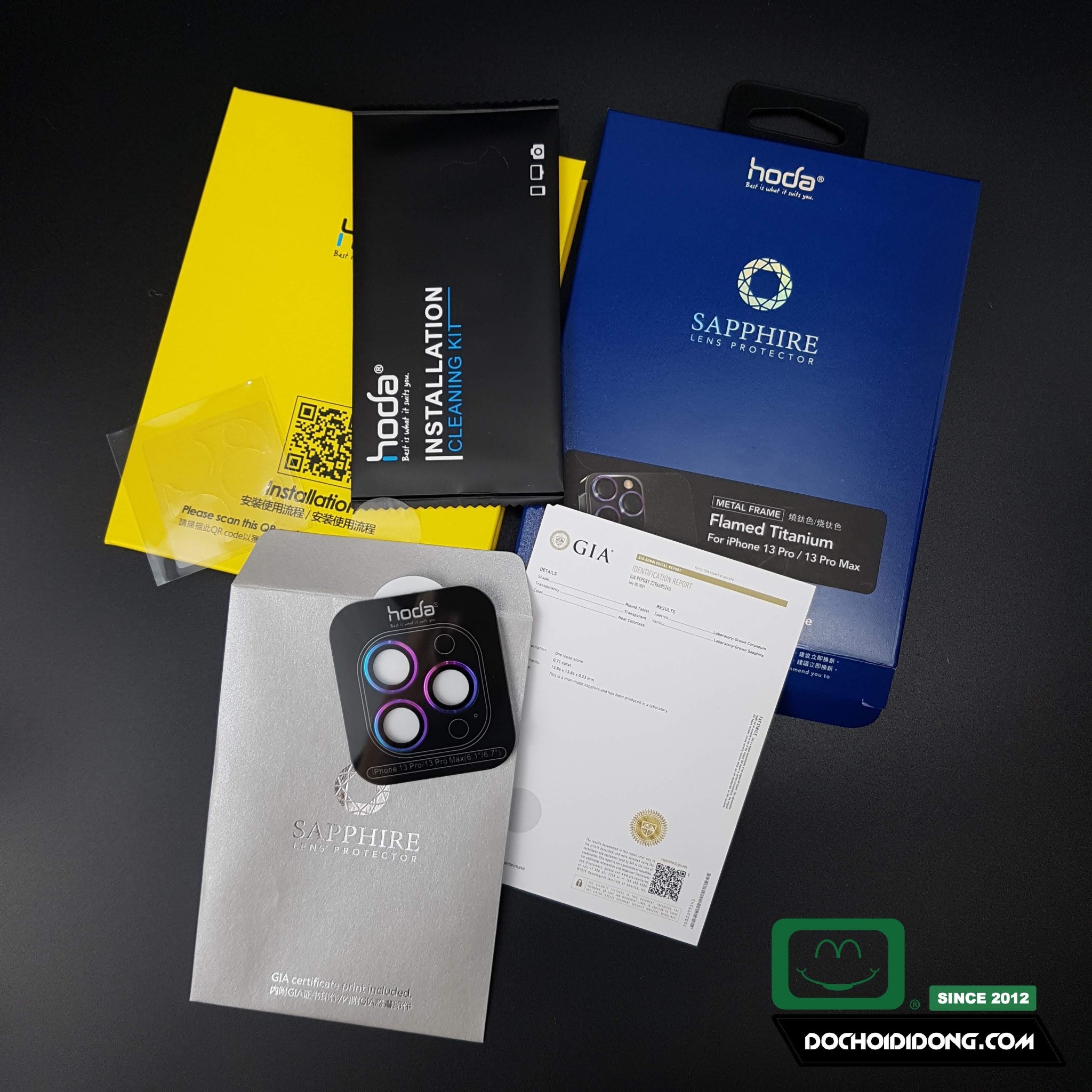 Dán Cường Lực Camera IPhone 13 Pro / 13 Pro Max Hoda Sapphire Viền Màu