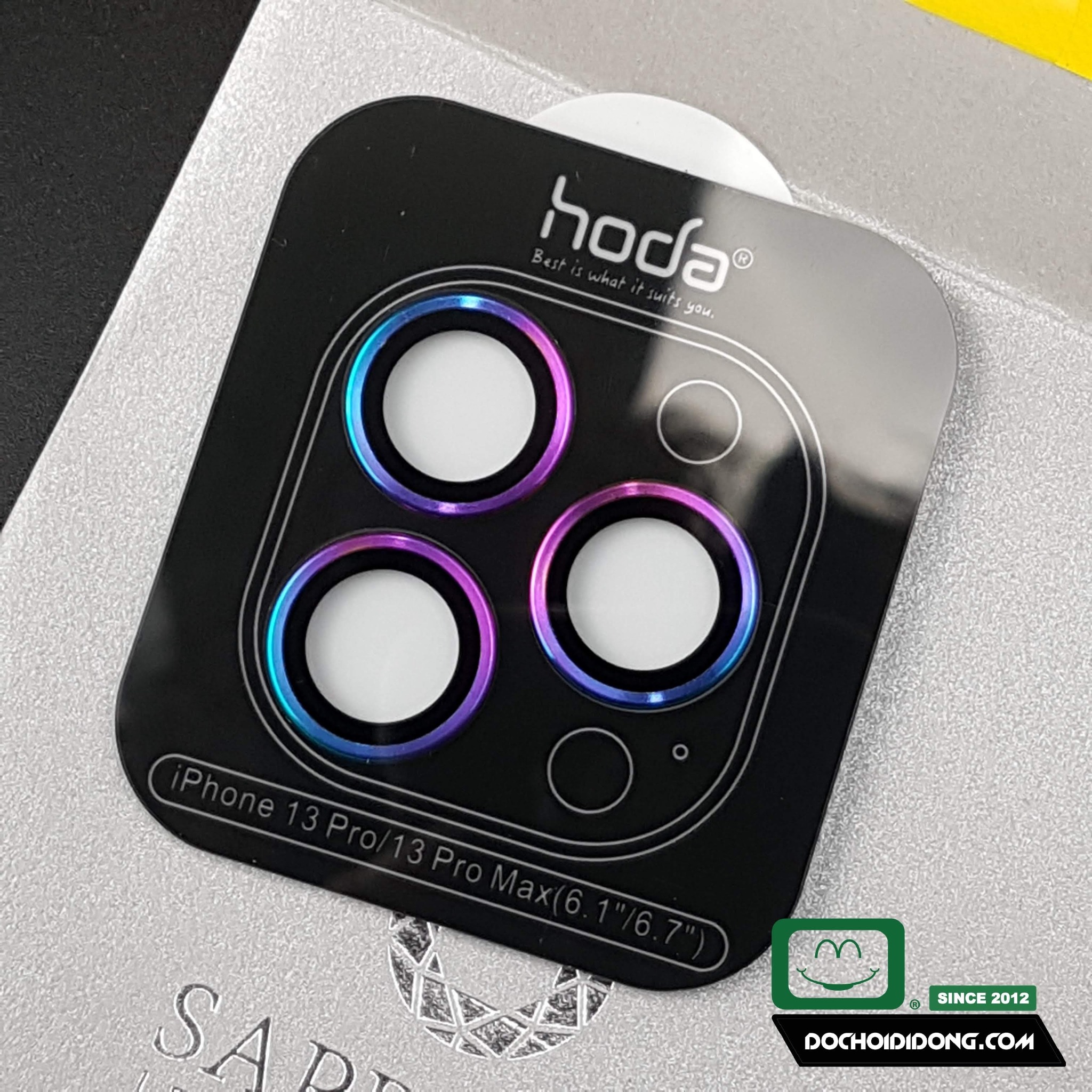 Dán Cường Lực Camera IPhone 13 Pro / 13 Pro Max Hoda Sapphire Viền Màu