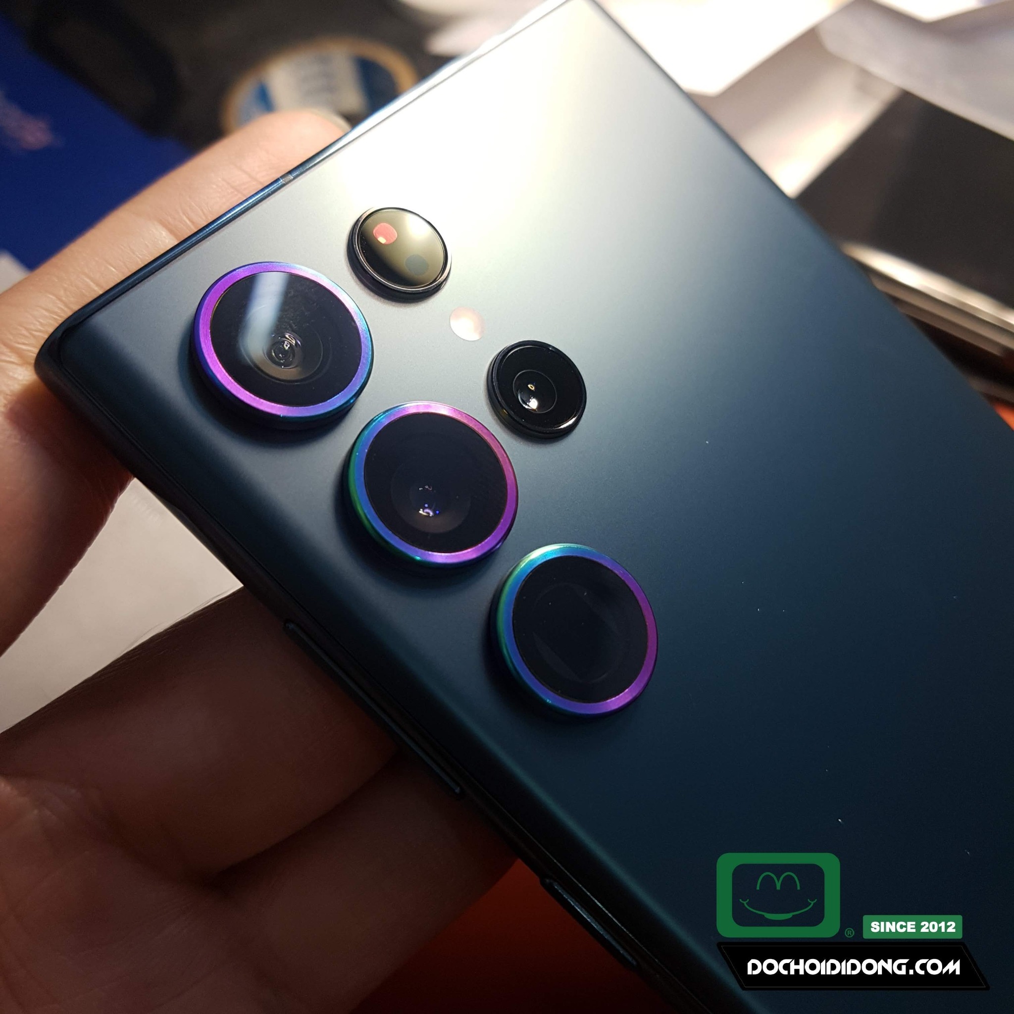 Dán Cường Lực Camera iPhone 12 Pro Max / Samsung S22 Ultra 5G Hoda Sapphire Viền Màu