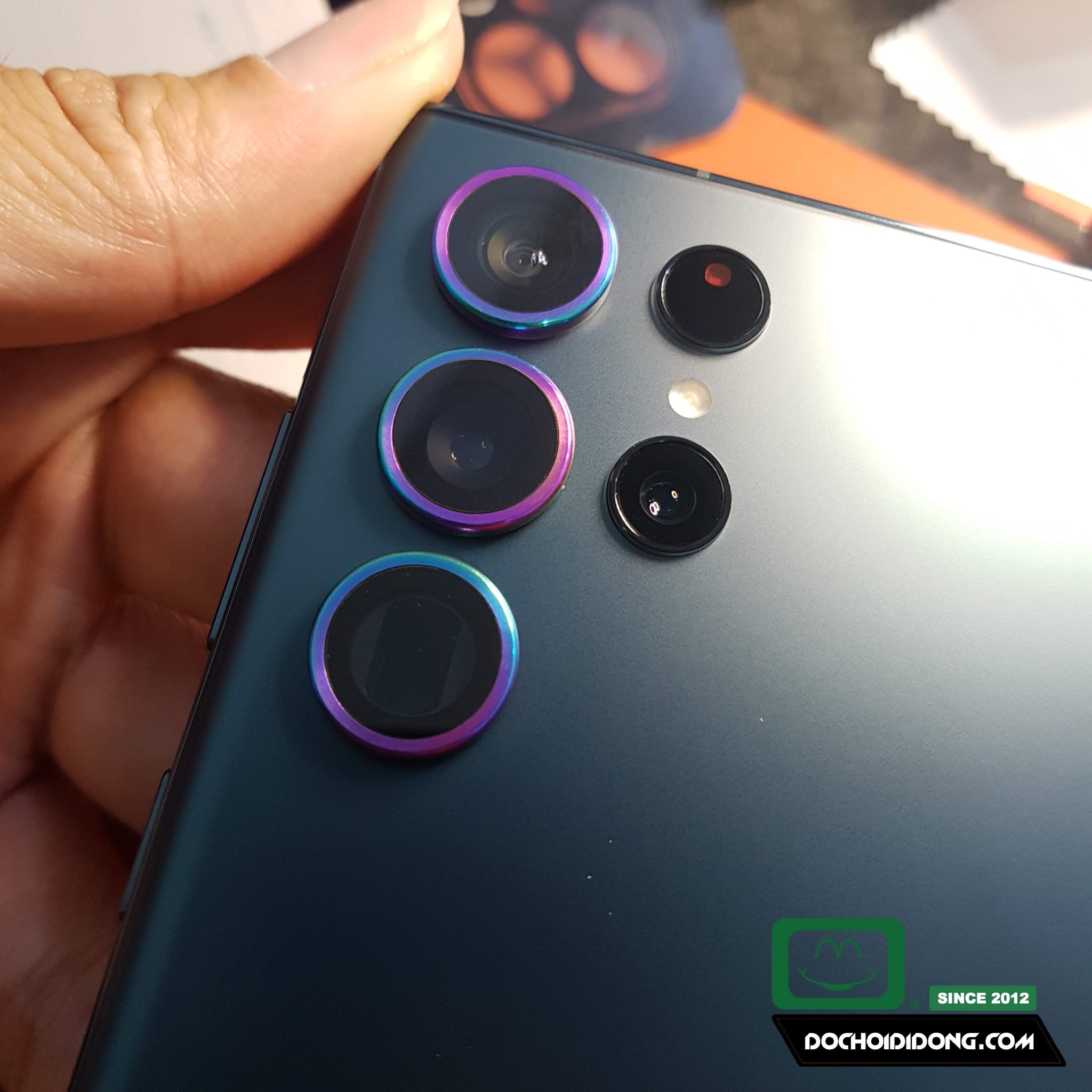 Dán Cường Lực Camera iPhone 12 Pro Max / Samsung S22 Ultra 5G Hoda Sapphire Viền Màu