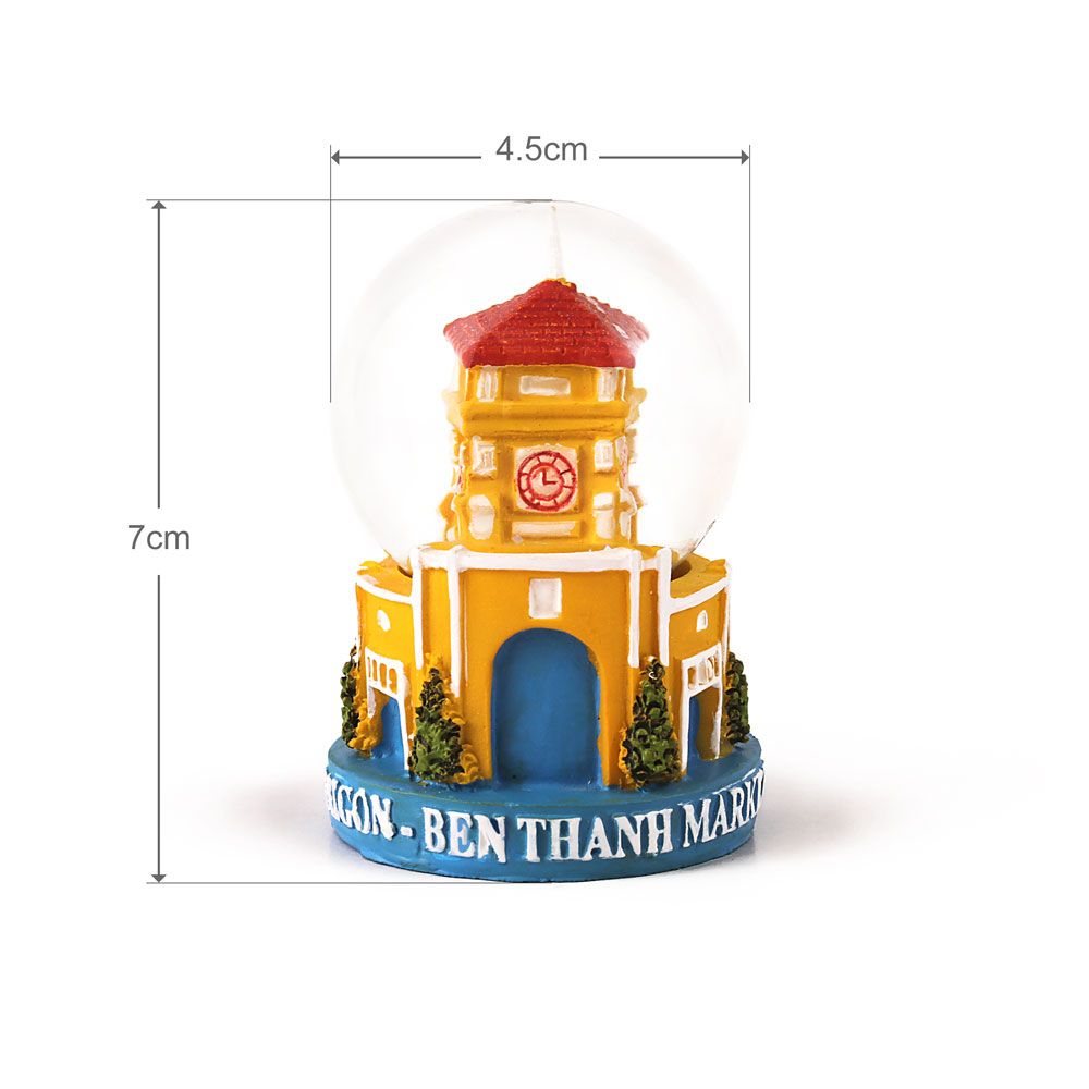 Quả Cầu Tuyết Thuỷ Tinh Saigonir Hình Chợ Bến Thành Quà Lưu Niệm Việt Nam