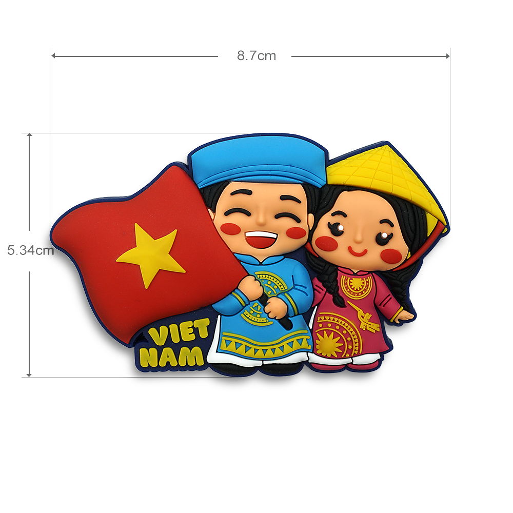 Nam Châm Hít Tủ Lạnh Saigonir Cỡ Nhỏ Hình Em Bé Trang Phục Áo Dài Trống Đồng Quà Lưu Niệm Việt Nam