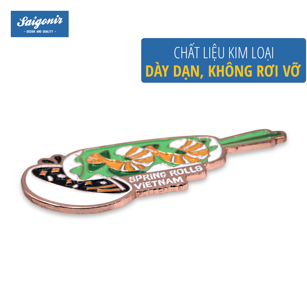 Huy Hiệu Cài Áo Kim Loại Enamel Pin Saigonir Hình Gỏi Cuốn Quà Lưu Niệm Việt Nam