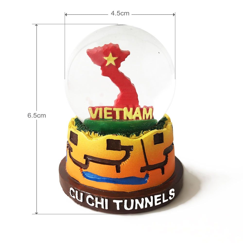 Quả Cầu Tuyết Thuỷ Tinh Saigonir Hình Địa Đạo Củ Chi và Bản Đồ Việt Nam Quà Lưu Niệm Việt Nam