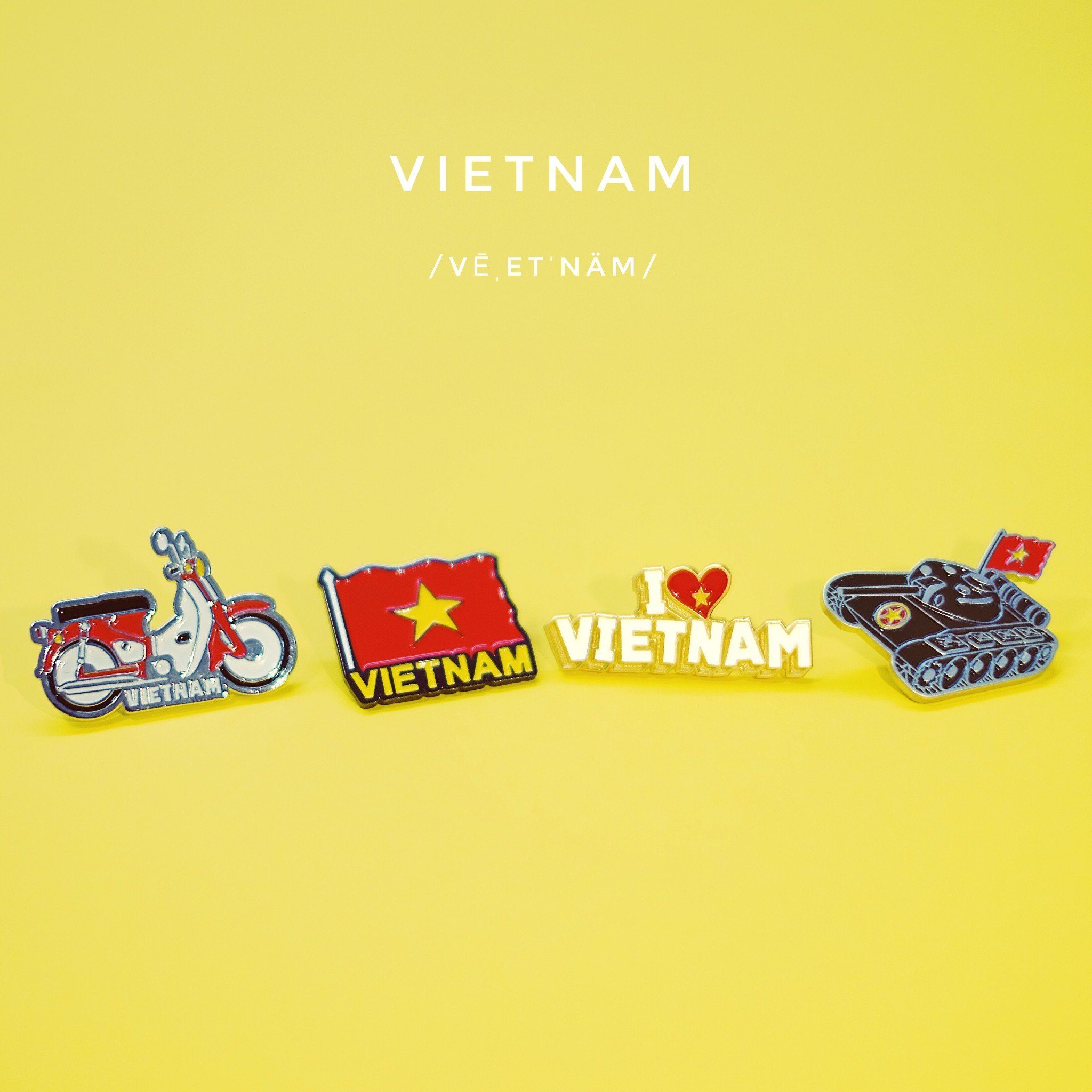 Huy Hiệu Cài Áo Kim Loại Saigonir Enamel Pin Hình Lá cờ Việt Nam Quà Lưu Niệm Việt Nam
