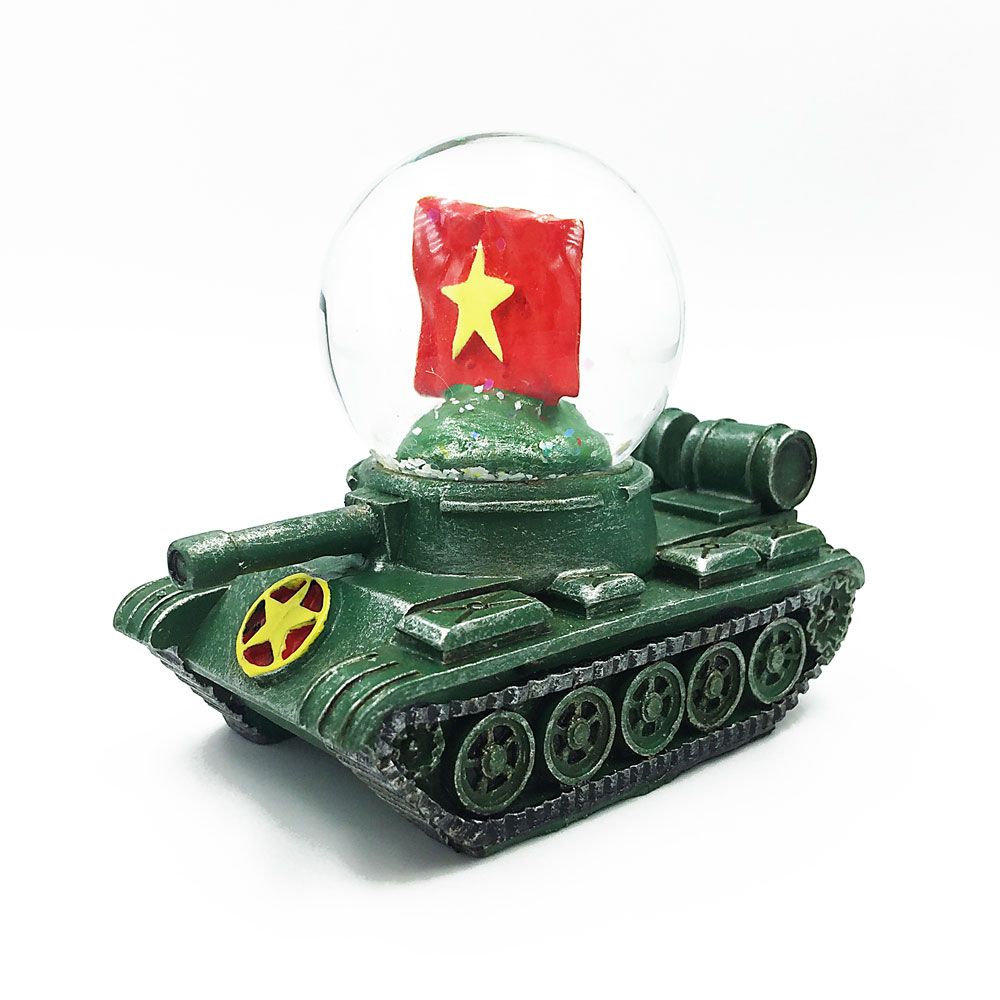 Quả Cầu Tuyết Thuỷ Tinh Saigonir Hình Lá Cờ Xe Tăng Việt Nam Quà Lưu Niệm Việt Nam