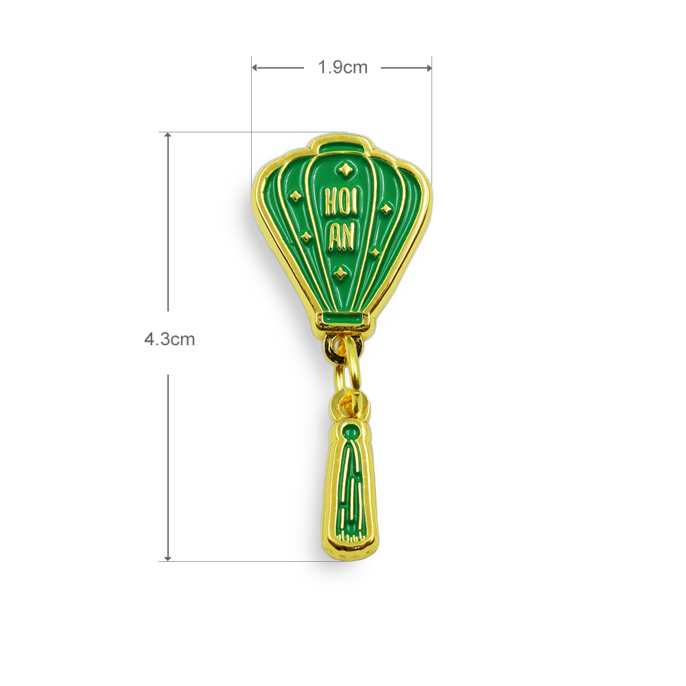 Huy hiệu Cài Áo Kim Loại (Enamel Pin) Saigonir Hình Đèn Lồng Hội An Quà Lưu Niệm Việt Nam