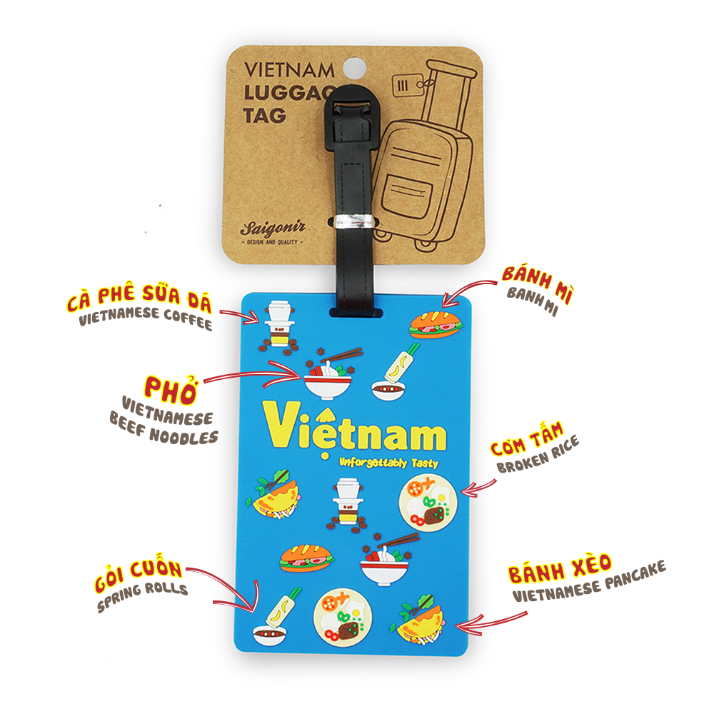 Thẻ Treo Hành Lý (Luggage Tag) Saigonir Hình Món Ăn Việt Nam Quà Lưu Niệm Việt Nam