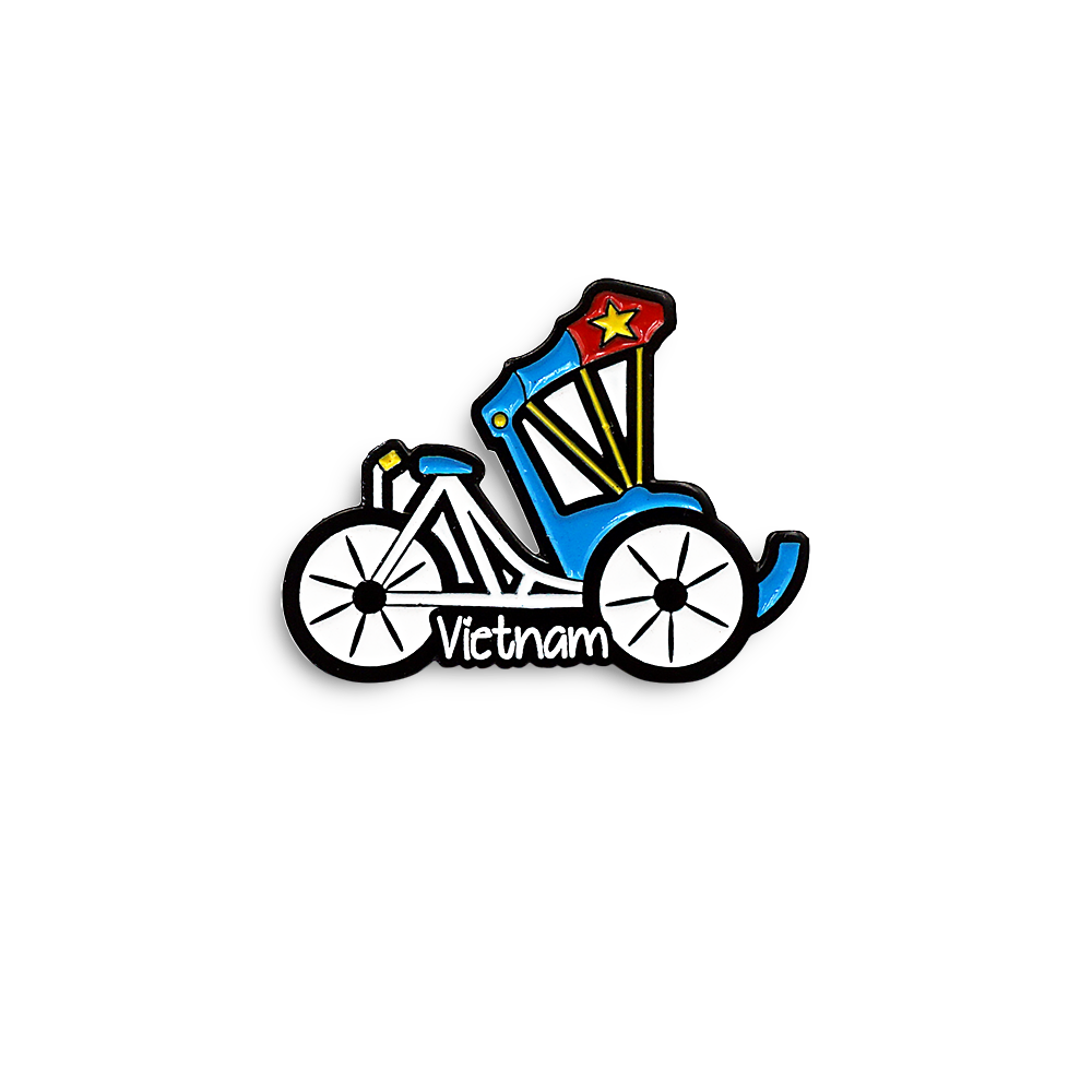 Huy Hiệu Cài Áo Kim Loại (Enamel Pin) Saigonir Hình Xe Xích Lô Quà Lưu Niệm Việt Nam