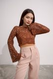 Áo croptop rộng ren thun tay loe