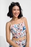 Áo croptop ôm nhung tăm không lưng cột nơ