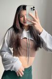 Áo hoodie croptop rộng thun