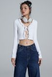 Áo croptop ôm thun bèo cột nơ