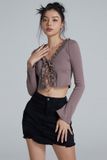 Áo croptop ôm thun bèo cột nơ