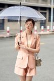 Áo blazer form rộng pho xéo tay phồng ngắn