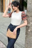 Áo croptop ôm thun phối bo sọc