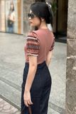 Áo croptop ôm thun phối bo sọc