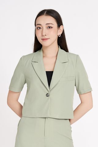 Áo blazer ngắn cotton lạnh