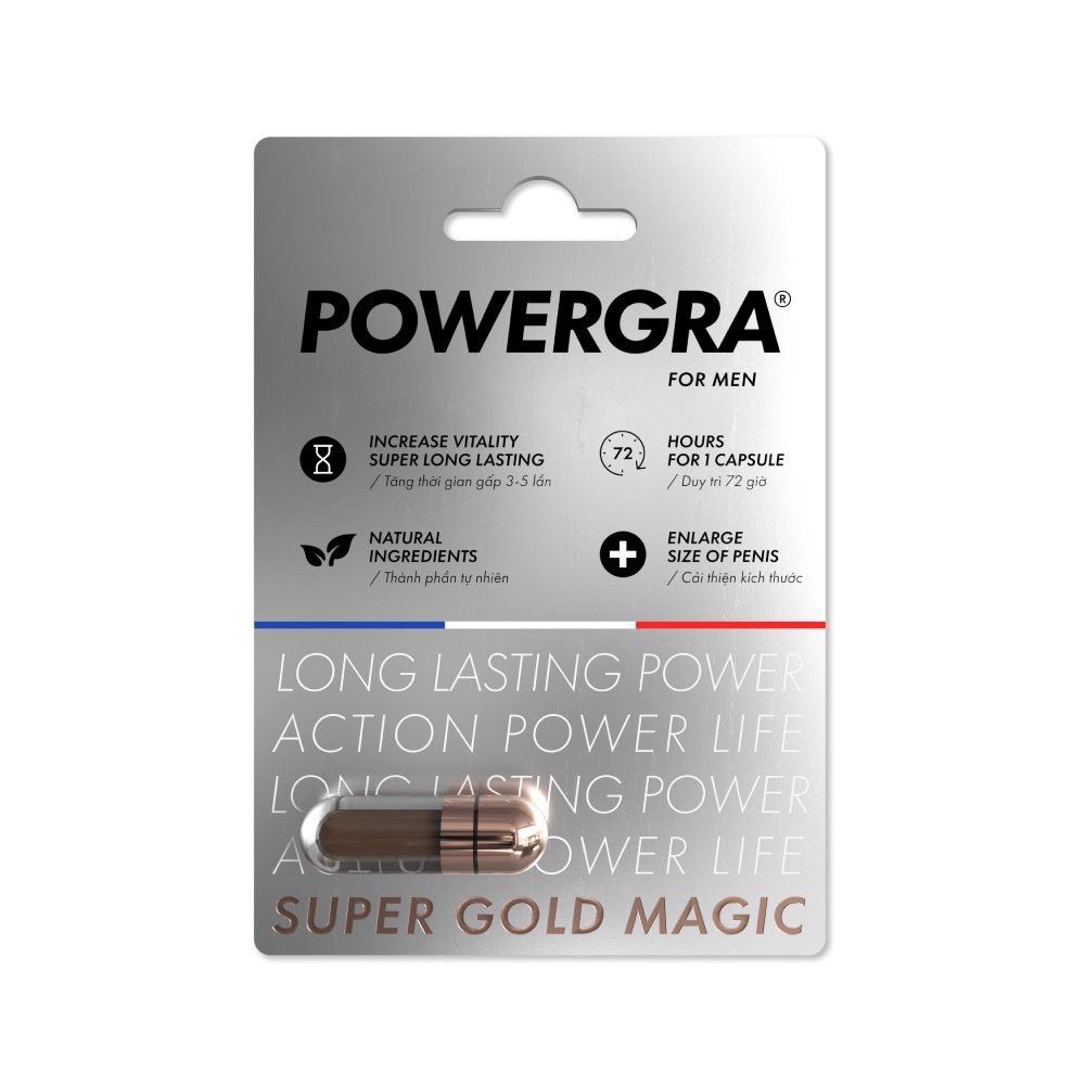 Viên uống tăng kích thước, kéo dài thời gian Powergra For Men (Super Gold Magic) - Vỉ 1 viên