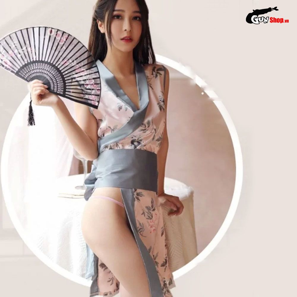 Thời trang sexy cosplay Kimono Nhật Bản màu xanh KMN11