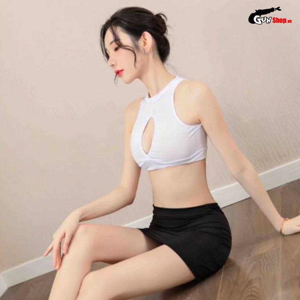 Thời trang sexy cosplay cô thư ký gợi cảm khoét ngực trắng TK06