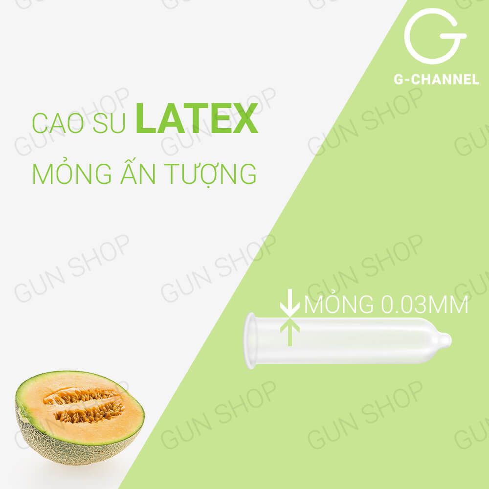 Bao cao su Nakanishi - Siêu mỏng 0.03mm - Hương dưa lưới - Hộp 4 cái