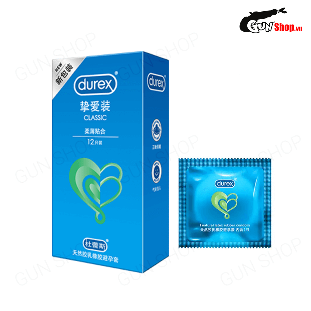 Bao cao su Durex Classic - Mềm và mỏng - Hộp 12 cái